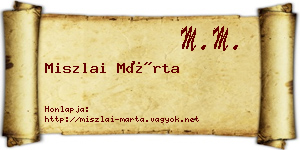 Miszlai Márta névjegykártya